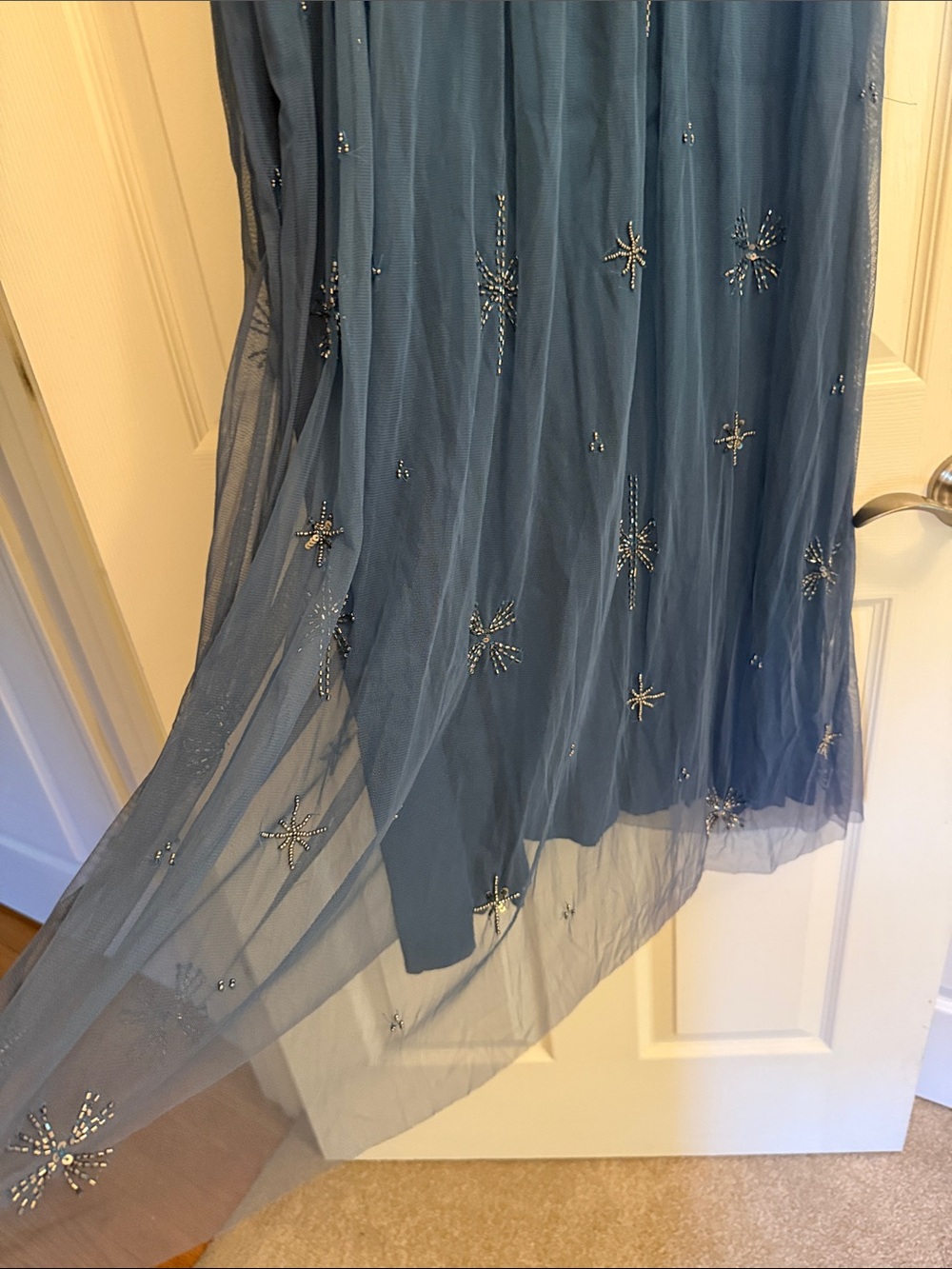 Embellished Blue V-Neck Midi Dress - Picture 11 of 17